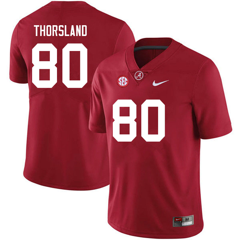 Alabama Crimson Tide Men's Adam Thorsland #80 Crimson NCAA Nike Authentic Stitched 2021 College Football Jersey PF16P13YQ